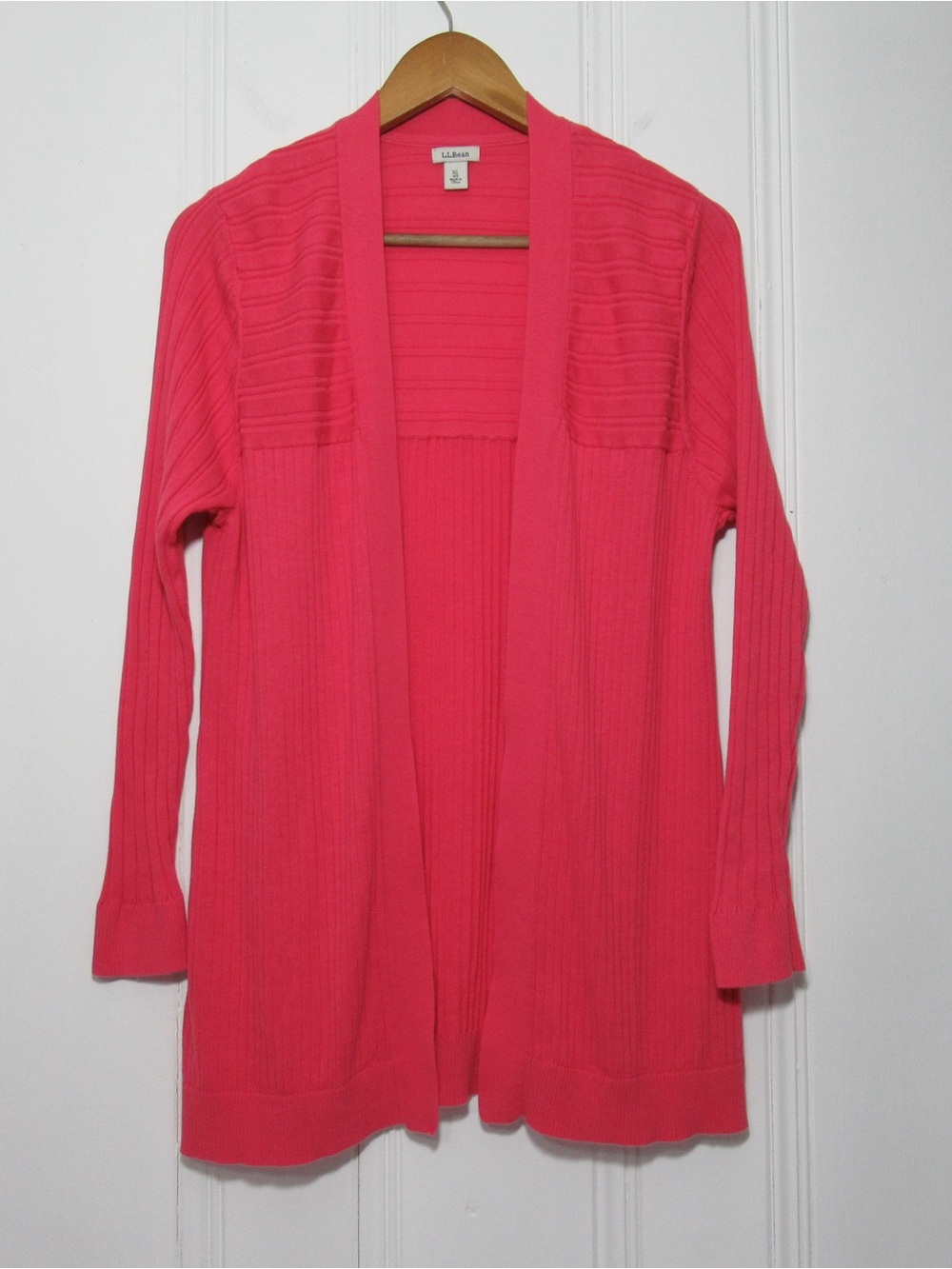 L.L. Bean Pink Open Front Knit Cardigan Size XL